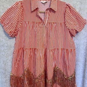 Fantastic Fawn Orange and White Striped Blouse